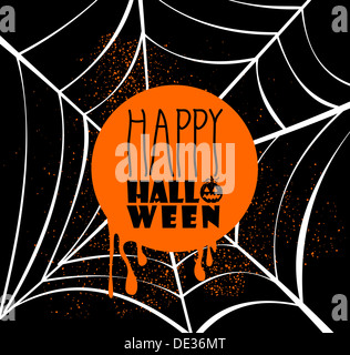 Happy Halloween Kürbis Laterne und Text in orange Kreis über Grunge Hintergrund. Stockfoto