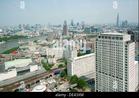 Blick vom London Eye, Bankside, Themse Stockfoto