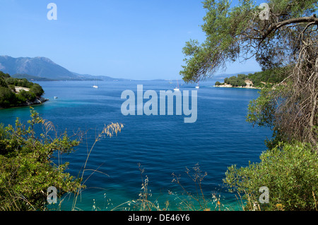 Boote-Vathi, Meganisi Insel, Lefkada, Ionische Inseln, Griechenland. Stockfoto