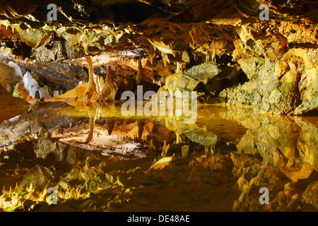 Detail der Felsformationen in Gough Höhle. Cheddar Gorge Höhlen. Somerset. England. VEREINIGTES KÖNIGREICH. Stockfoto