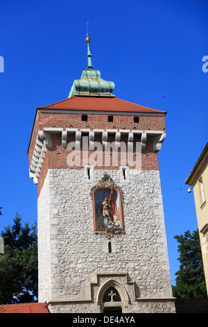 Turm am Tor Florian, Krakau, Polen Stockfoto