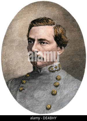 Allgemeine P.G.T. Beauregard in seinem Confederate uniform, 1865. Hand - farbige Holzschnitt Stockfoto