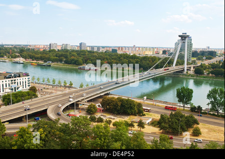 Neue Brücke von Burg - Bratislava, Slowakei Stockfoto