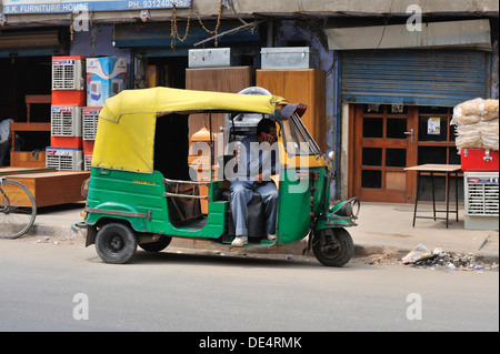 Tuc-Tuc-Taxistand, Alt-Delhi, Indien Stockfoto