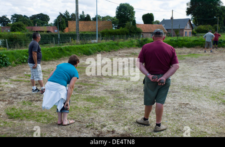 Dorf-Boule-Wettbewerb, Normandie, Frankreich Stockfoto