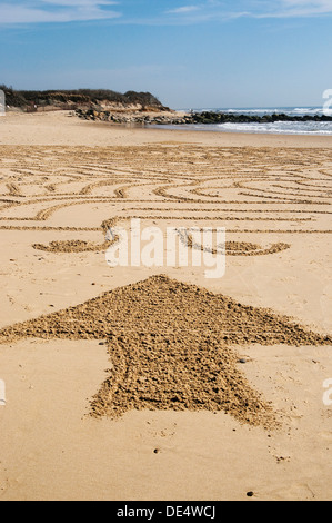 Labyrinth am Graben Ebenen Strand Stockfoto