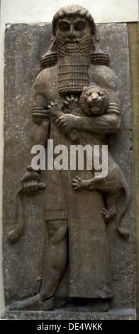 Held Gilgamesh ein Löwe, 722-705 v. Chr. zu meistern. Künstler: Assyrischen Kunst Stockfoto