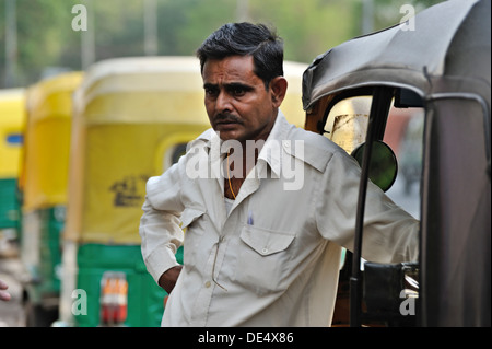 Tuc-Tuc-Taxistand, Alt-Delhi, Indien Stockfoto