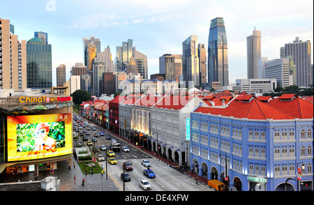 Singapore Central Business District und Chinatown Skyline Stockfoto