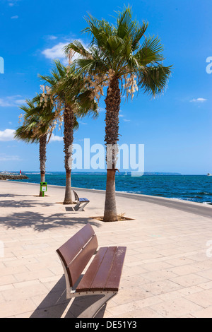 Strandpromenade, Hafen Portixol, Es Molinar Playa de Palma, Palma, Sa Creu Vermella, Mallorca, Balearen, Spanien Stockfoto