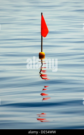 Boje mit einer roten Flagge, Müritz, Mecklenburg-Vorpommern Stockfoto