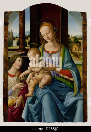 Madonna und Kind; Atelier von Lorenzo di Credi (Lorenzo d ' Andrea d'Oderigo), Italienisch Stockfoto