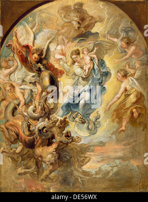 Die Jungfrau als die Frau der Apokalypse; Rubens, flämischen, 1577-1640; ca. 1623-1624; Öl auf Holz Stockfoto