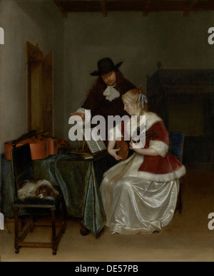 Die Musikstunde; Gerard Ter Borch, Niederländisch, 1617-1681; ca. 1668; Öl auf Leinwand Stockfoto