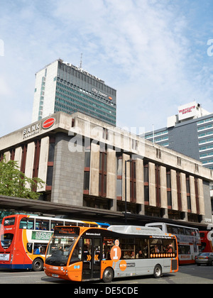 Metroshuttle Bus in die Innenstadt von Manchester UK Stockfoto