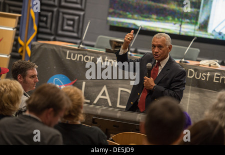 Der Lunar Atmosphere and Dust Environment Explorer (LADEE) der NASA wird in der Wallops Flight Facility in Virginia gestartet. LADEE wird die Atmosphäre des Mondes und die Staubumgebung, die ihn umgibt, untersuchen, um die Mondbedingungen besser zu verstehen. Stockfoto