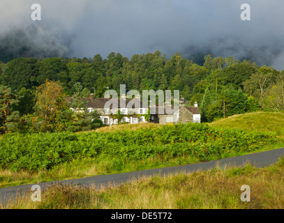 Hütten im Dorf Elterwater, Langdale, Nationalpark Lake District, Cumbria, England UK Stockfoto