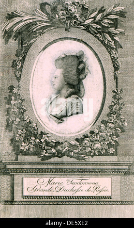 Portrait von Großherzogin Maria Fjodorowna (Sophie Dorothea von Württemberg (1759-1828), 1781. Artist: Löschenkohl, Johann Hieronymus (1753-1807) Stockfoto