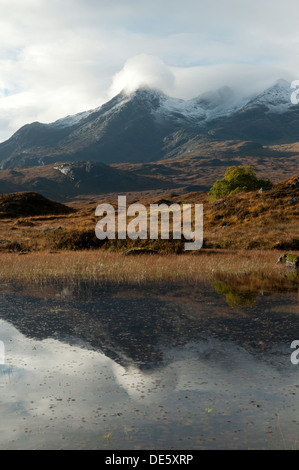 Neuschnee auf der Cuillin Hills, von Sligachan, Isle Of Skye, Schottland, UK Stockfoto