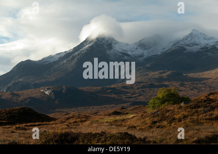 Neuschnee auf der Cuillin Hills, von Sligachan, Isle Of Skye, Schottland, UK Stockfoto