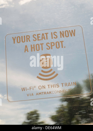 Amtrak Zug WiFi Aufkleber, USA Stockfoto