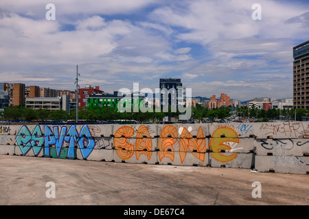 Blick auf Barcelona rund um den Placa de Llevant-Bereich Stockfoto