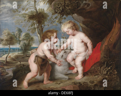 Christus und Johannes der Täufer als Kinder. Künstler: Rubens, Pieter Paul (1577-1640) Stockfoto