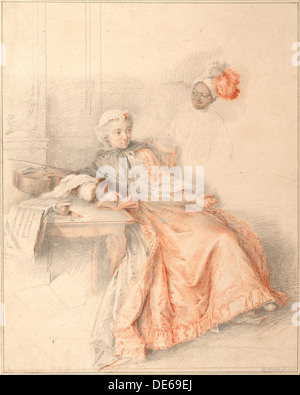 Junge Dame Lesen und eine Seite. Artist: Portail, Jacques-André (1695-1759) Stockfoto