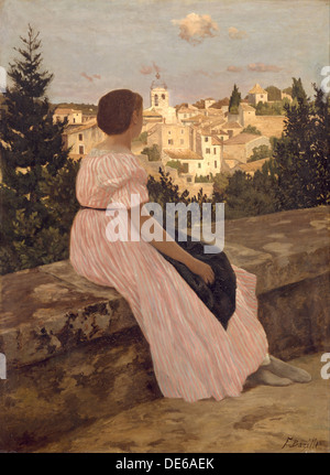 Das rosa Kleid (La Robe Rose), 1864. Artist: Bazille, Frédéric (1841-1870) Stockfoto