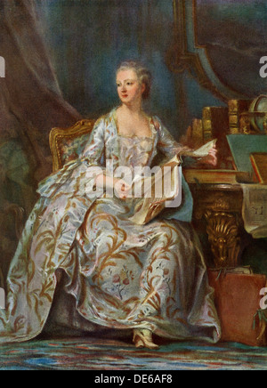 Madame de Pompadour, Geliebte des französischen Königs Louis XV. Farbe Reproduktion eines Gemäldes von Latour. Stockfoto