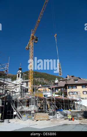 Samedan, Schweiz, für Wohnungsneubau Stockfoto