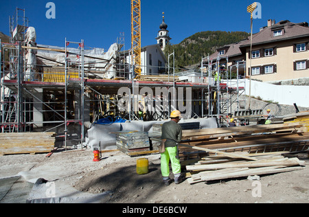 Samedan, Schweiz, für Wohnungsneubau Stockfoto