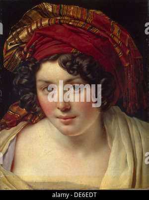 Kopf einer Frau mit rotem Turban, ca. 1820. Künstler: De Roucy Girodet-Trioson, Anne Louis (1767-1824) Stockfoto
