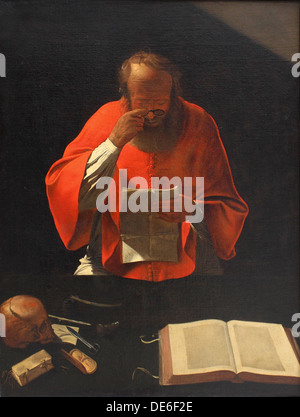 Der Heilige Hieronymus lesen (Kopie), ca 1636. Künstler: La Tour, Georges de (1583-1652) Stockfoto