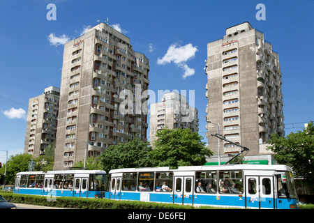 Wroclaw, Polen, Wolkenkratzer der Siedlung Plac Grunwaldzki Stockfoto