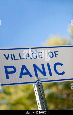 PANIK VILLAGE ROAD SIGN JEFFERSON COUNTY PENNSYLVANIA USA Stockfoto