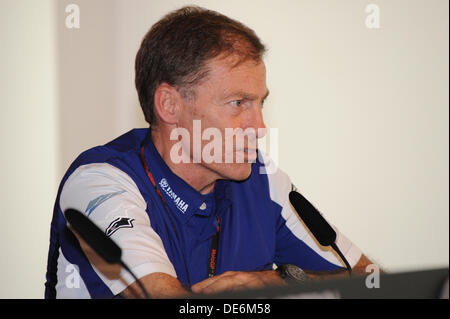 Misano, Italien. 12. September 2013. Marc Marquez, Valentino Rossi während der Pre-Event Pressekonferenz in Misano circuit Credit: Gaetano Piazzolla/Alamy Live News Stockfoto