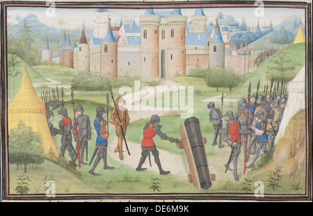 Lager der Kreuzfahrer in der Nähe von Jerusalem. Miniatur aus der Historia von Wilhelm von Tyrus, 1460s. Künstler: anonym Stockfoto