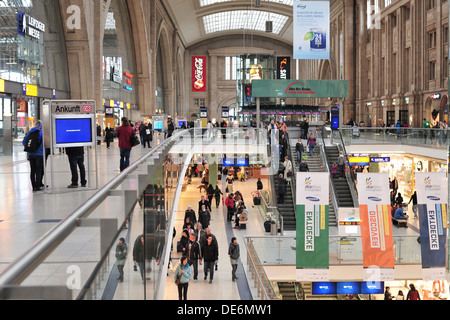 Leipzig, Deutschland, der Hauptbahnhof in Leipzig ist der größte Bahnhof Europas Stockfoto