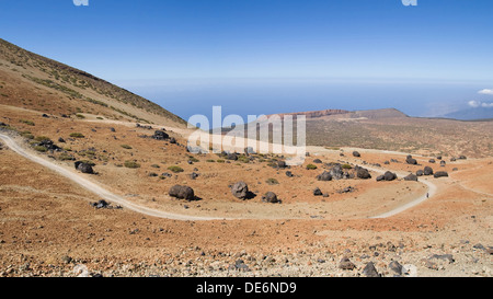 Huevos del Teide (Teide Eiern), eine Reihe von vulkanischen Kugeln der Akkretion am Fuße des Mount Teide, Teneriffa, Kanarische Inseln. Stockfoto