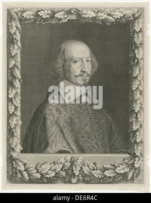 Porträt von Kardinal Mazarin, 1656. Künstler: Nanteuil, Robert (1623-1678) Stockfoto