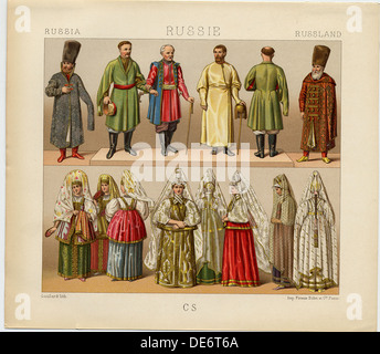 Russische Kleid, 1880. Künstler: Urrabieta Vierge, Daniel (1851-1904) Stockfoto