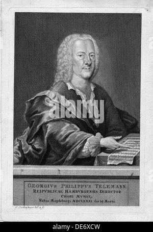 Porträt von Telemann (1681-1767). Künstler: Lichtensteger, Georg (1700-1781) Stockfoto