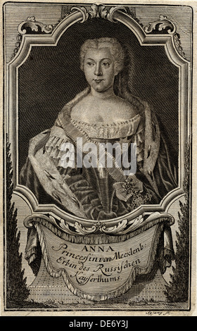 Porträt der Prinzessin Anna Leopoldovna (1718-1746), des Zaren Ivan VI Mutter, 1739. Künstler: Sysang, Johann Christoph (1703-1757) Stockfoto
