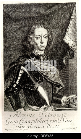 Porträt des Zarewitsch Alexej Petrowitsch Russlands (1690-1718). Künstler: anonym Stockfoto