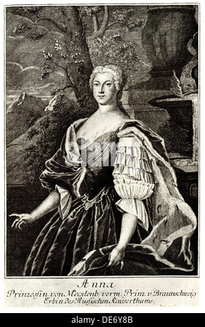 Porträt der Prinzessin Anna Leopoldovna (1718-1746), Mutter des Zaren Ivan VI. Künstler: anonym Stockfoto