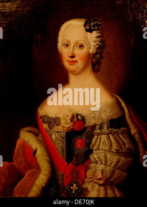 Portrait von Johanna-Elizabeth, kurfürstin von Anhalt-Zerbst (1712-1760), Mutter von Katharina II., 1740. Artist: Pesne, Antoine (1683-1757) Stockfoto