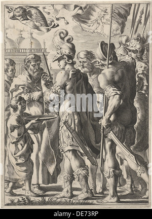 Alexander der große den gordischen Knoten, 17. Jahrhundert. Künstler: Matham, Theodor (1589-?) Stockfoto