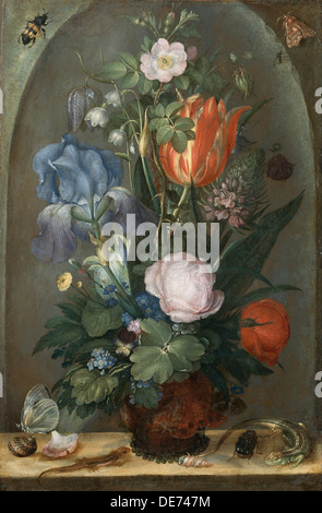 Blumenstilleben mit zwei Eidechsen, 1603. Künstler: Savery Roelant (1576-1639) Stockfoto