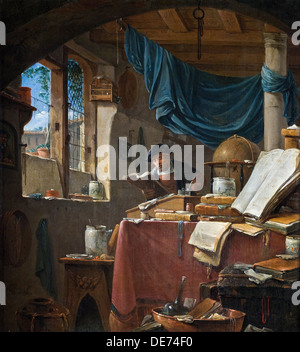 Ein Gelehrter in seinem Arbeitszimmer. Künstler: Wyck, Thomas (ca. 1616-1677) Stockfoto
